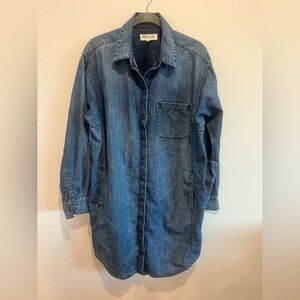 Madewell Dress Womens Long Sleeve Chambray Button Up Sheath Blue Size L
